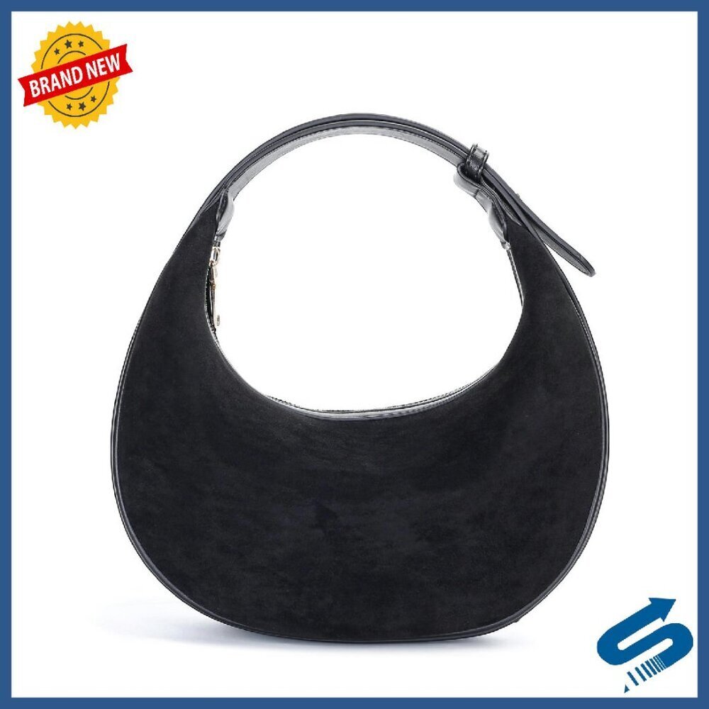 Vintage Suede Hobo Crossbody Bag Adjustable Strap Top Zip Closure